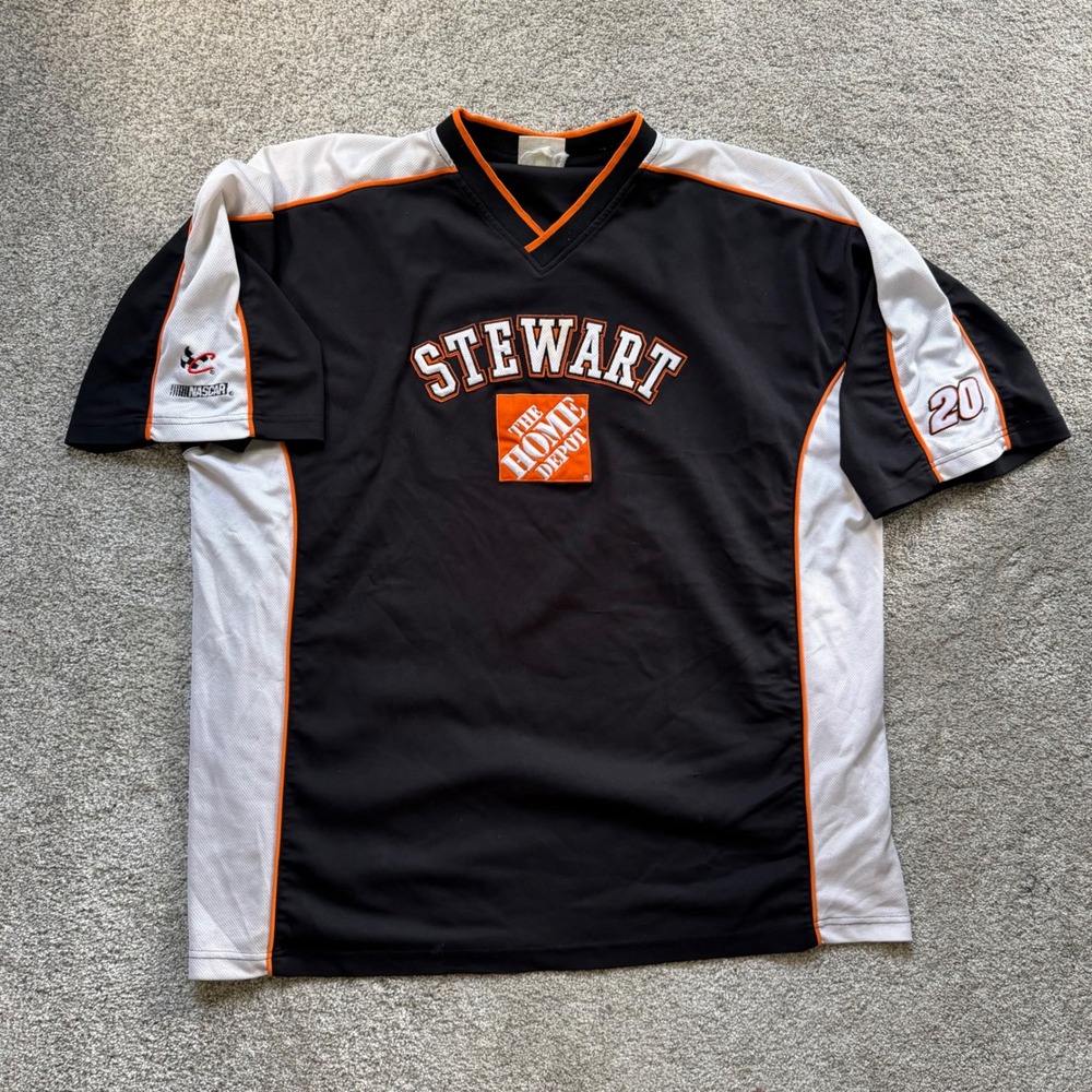 NASCAR Tony Stewart Home Depot Racing Jersey Black Orange Size 2XL Embroidered